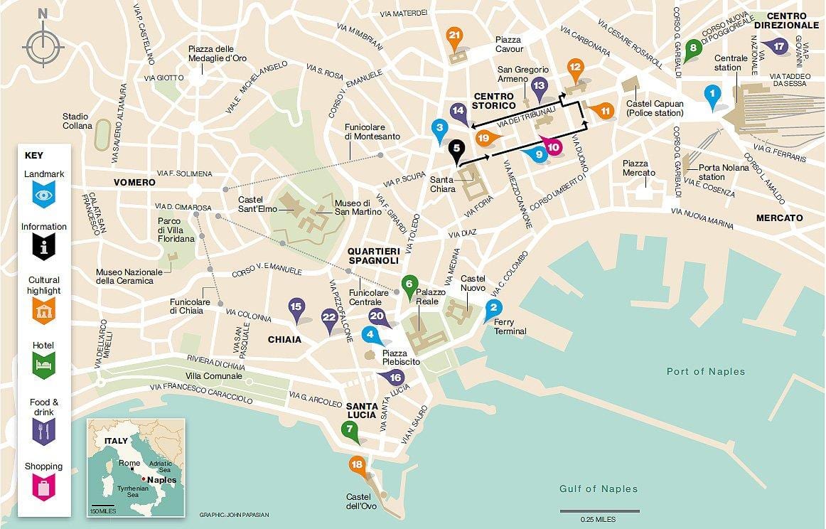 Carte de centro storico de naples