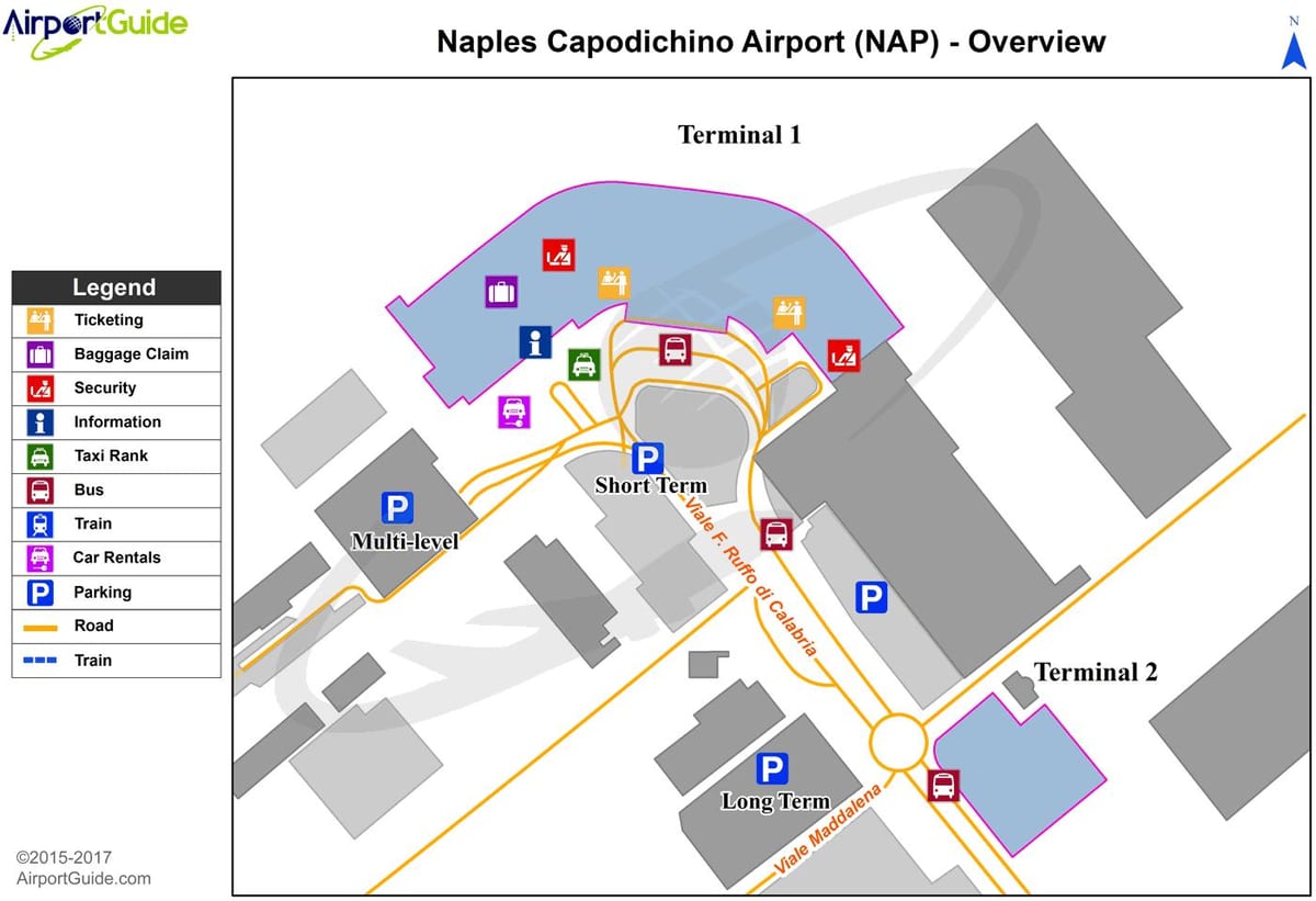 Carte de l'aéroport de naples terminal