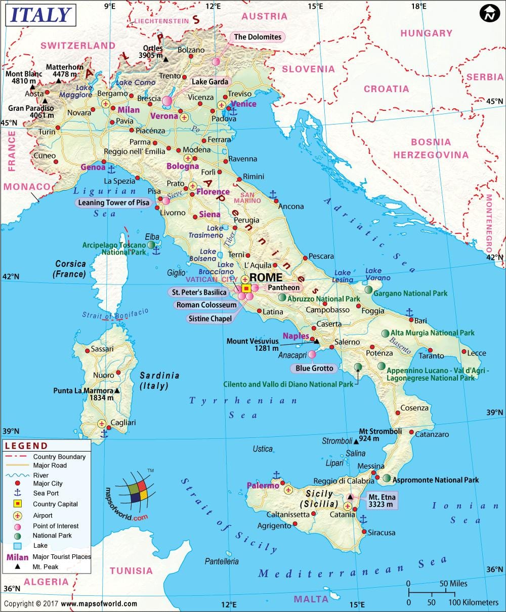 La carte de naples, italie environs