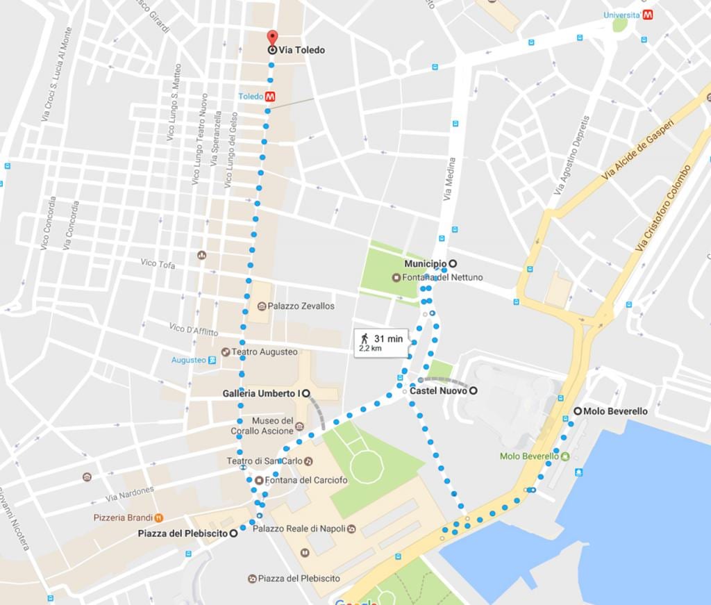 naples tour à pied la carte