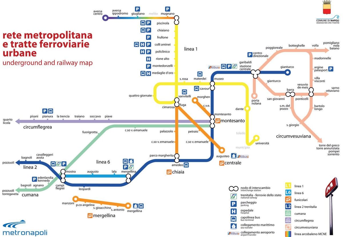 La carte de naples funiculaire