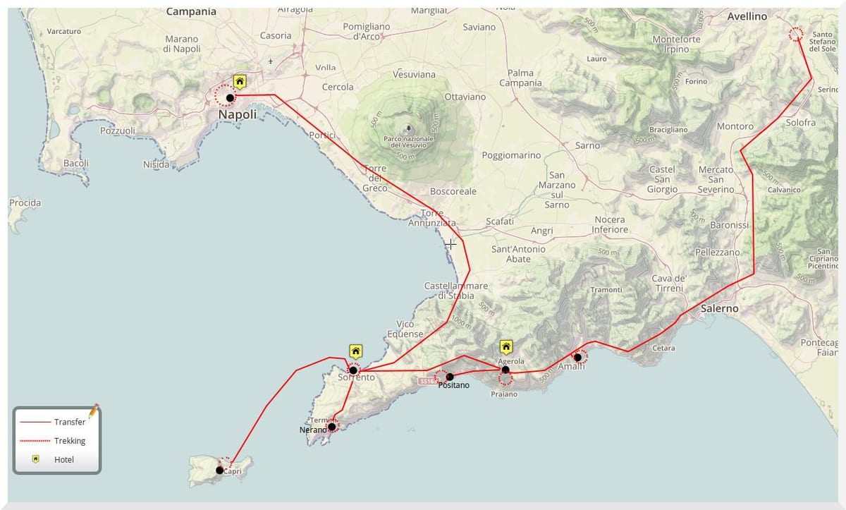 La carte de naples, italie visite à pied