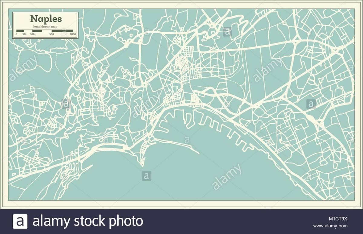 La carte de naples, italie-ville