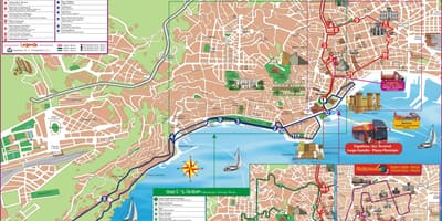 Naples hop on hop off bus de la carte de l'itinéraire