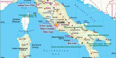 La carte de naples, italie environs